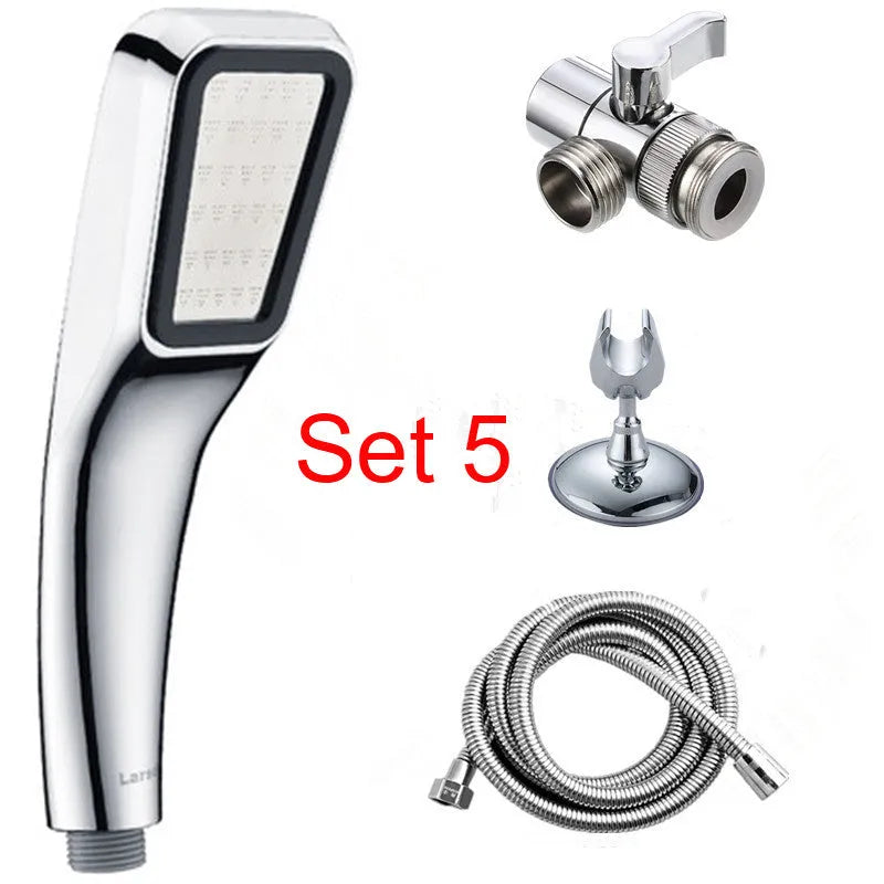 Orange plastic hand-held pressurised shower head with rain function
