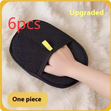 Black pet hair removal gloves with silicone bristles for grooming dogs cats rabbits