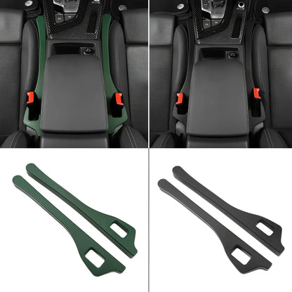 Black and green car seat gap filler strips, 5cm thick PU material, universal fit for vehicles