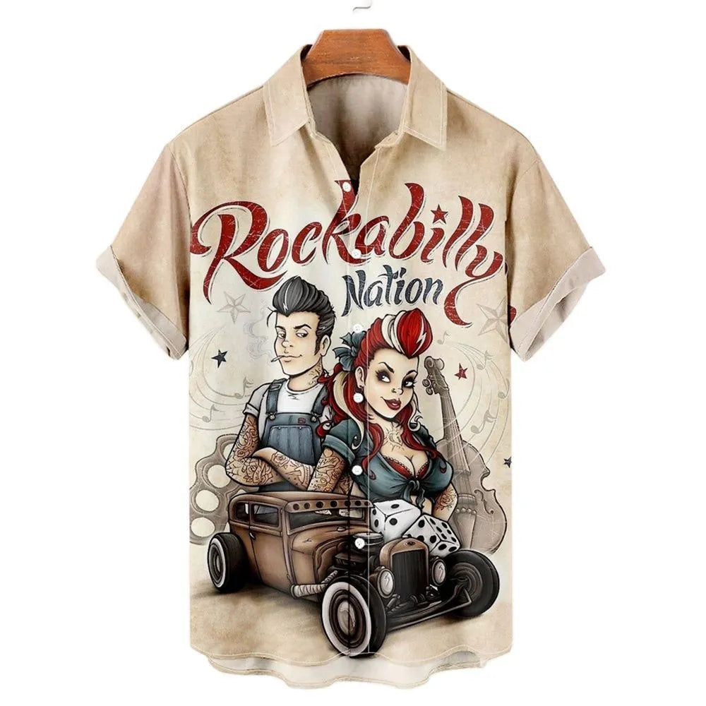 Men's slim fit short sleeve shirt with colourful 3D digital floral print on polyester fabric