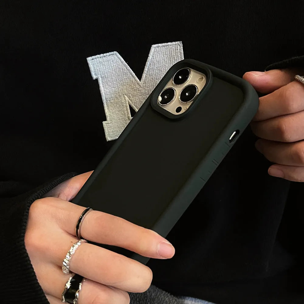 Frosted skin feeling solid colour silicone iPhone case on a phone