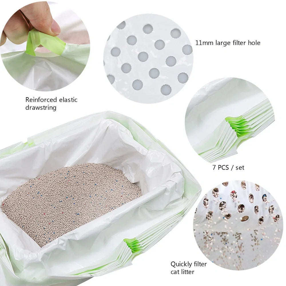 Thicker plastic cat litter bags in two sizes with waterproof, wear-resistant construction for waste containment