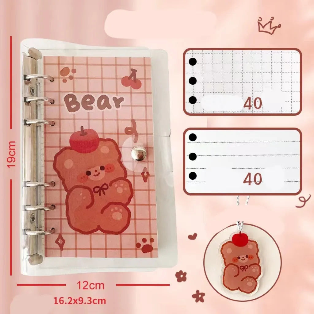 A6 student notebook with character design showing 6-hole binding and 90x170mm dimensions