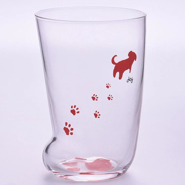 Adorable Cat Paws Glass Mug for coffee and milk, featuring a unique cat paw design.