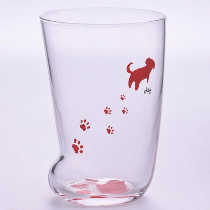 Adorable Cat Paws Glass Mug for coffee and milk, featuring a unique cat paw design.