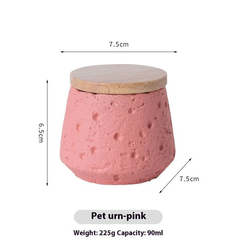 Handmade cement pet cinerary casket for teeth and hair keepsakes in six colours