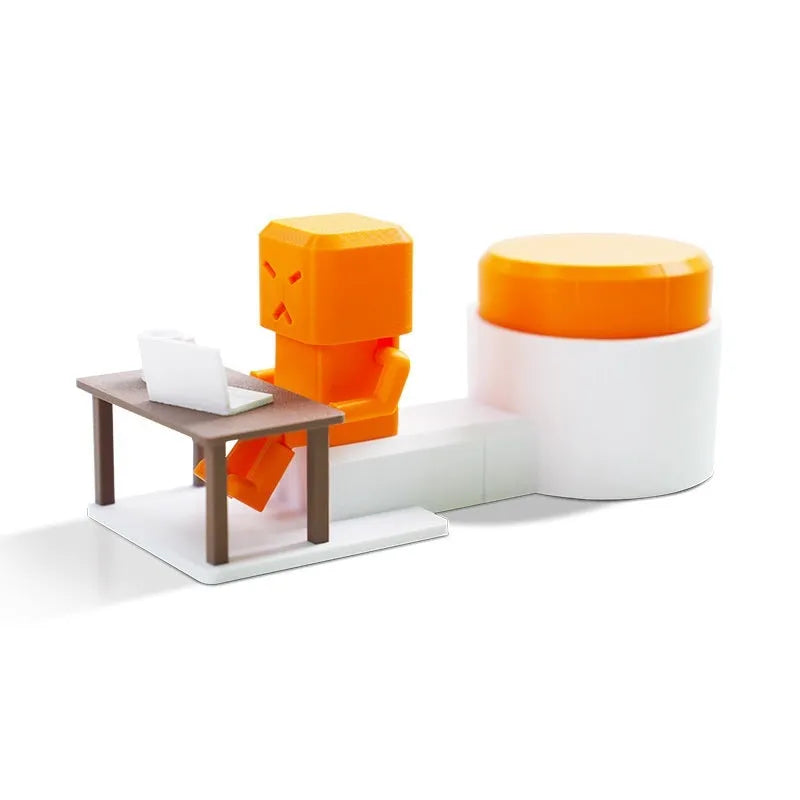 Plastic vent decompression toy for taking a shot and venting, turning table artefact decoration for desks, office, or home, orange colour, measures 16x6x7cm for handheld use.