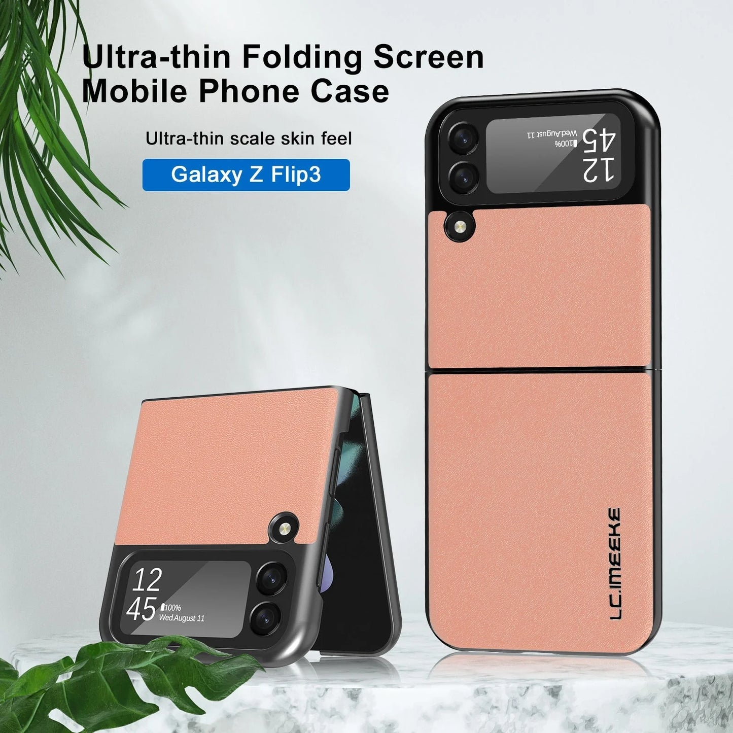 Samsung Galaxy Z Flip3 leather phone case with frosted finish in multiple colors