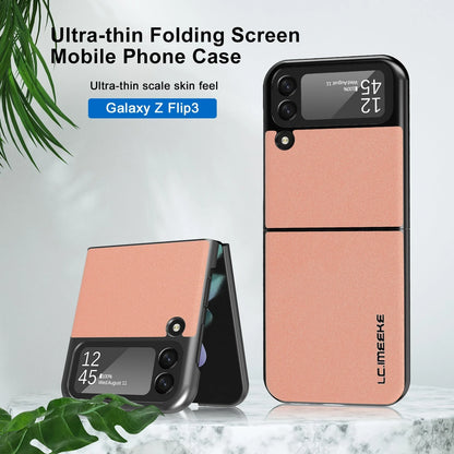 Samsung Galaxy Z Flip3 leather phone case with frosted finish in multiple colors