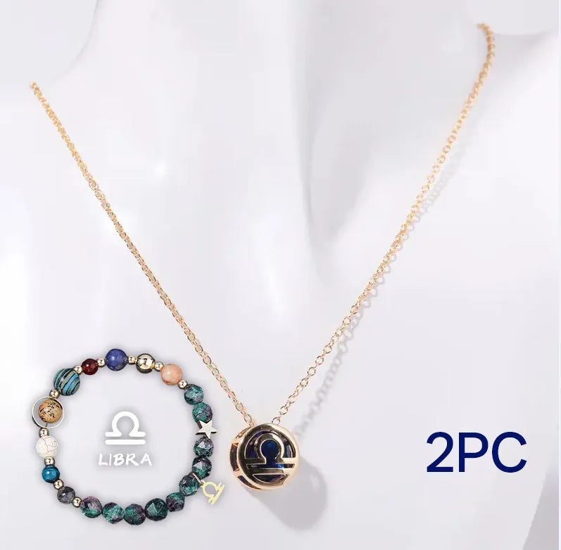 Natural stone beaded necklace and matching bracelet jewellery set showing one of 12 available style variations.