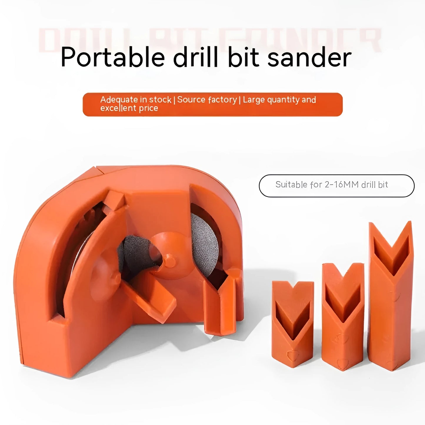 Portable orange and black universal grinding drill tool with irregular grinding wheels