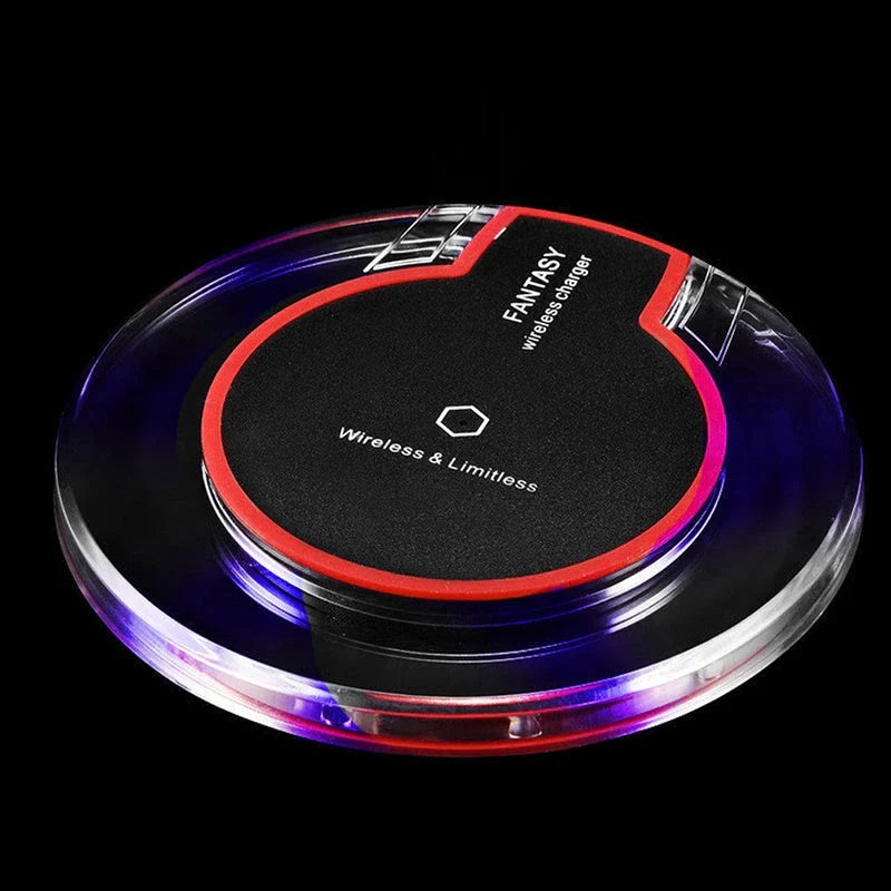 Sleek wireless charging pad with non-slip silicone surface and automatic charging for Apple and Samsung devices