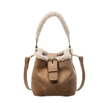 Stylish women's retro plush crossbody shoulder bag in multiple colors