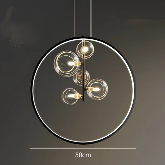 Modern Nordic minimalist bubble chandelier in white iron with three LED heads for 5-10㎡ lighting