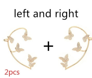 Stylish butterfly ear clips with sparkling zircon stones in gold and silver finishes