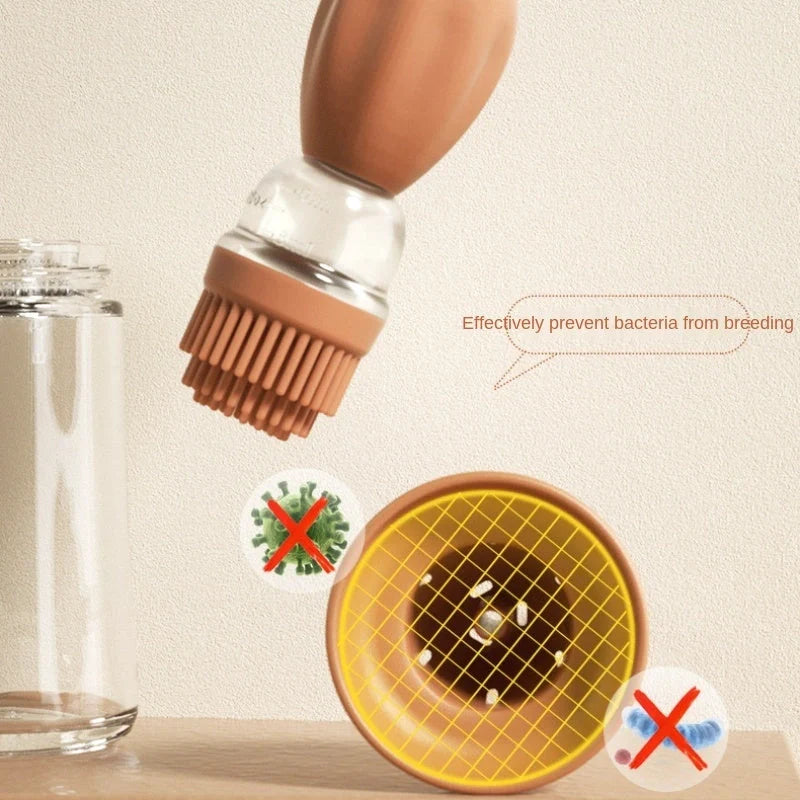 Creative silicone brush head oil bottle in vibrant colors for precise kitchen oil application