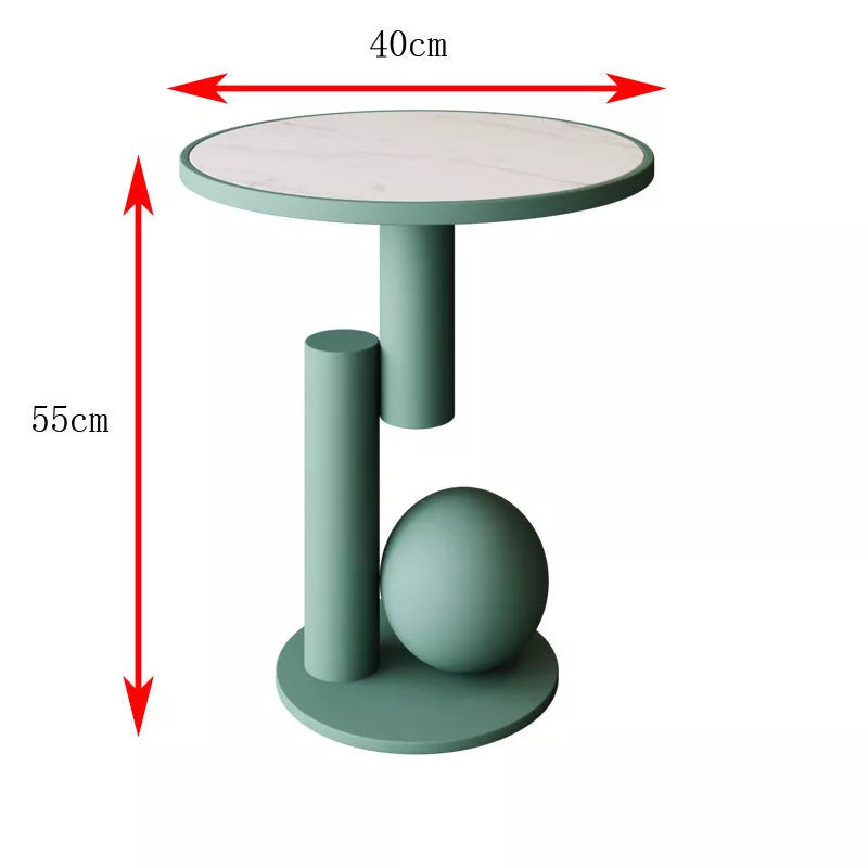 Simple iron bedside table in black, gold, green, or pink with 55cm height and 40cm desktop diameter