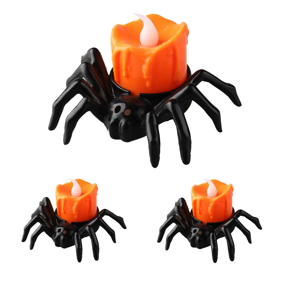 Halloween spider candlestick ornament with plastic construction for party atmosphere decoration