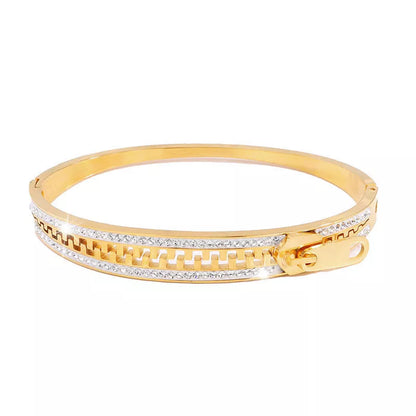 Titanium steel zipper bracelet for girls with niche design in golden and silver