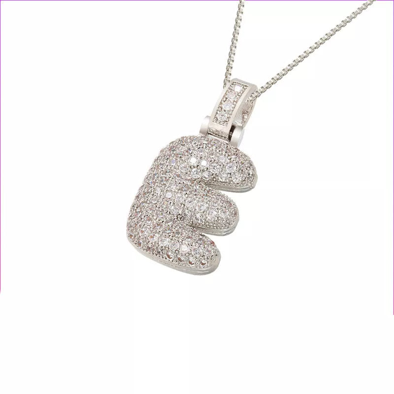 Copper Micro Inlaid Zircon Letter Pendant Necklace with customizable alphabet options