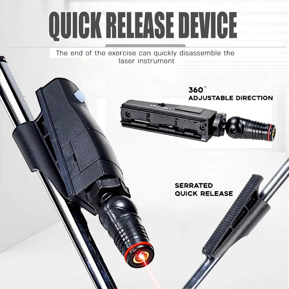 Black golf laser aiming sight with clip mount for putting alignment training.