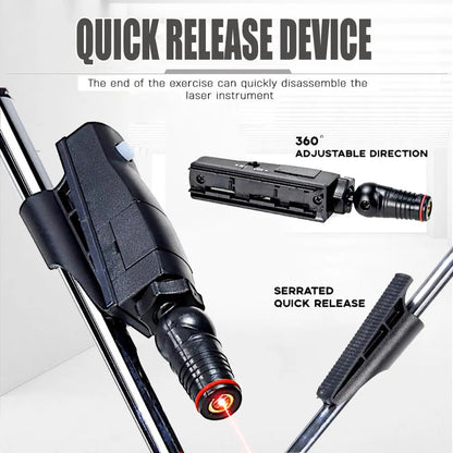 Black golf laser aiming sight with clip mount for putting alignment training.