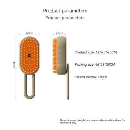Versatile pet grooming brush with steam spray function for deep cleaning and rejuvenating your pet's coat
