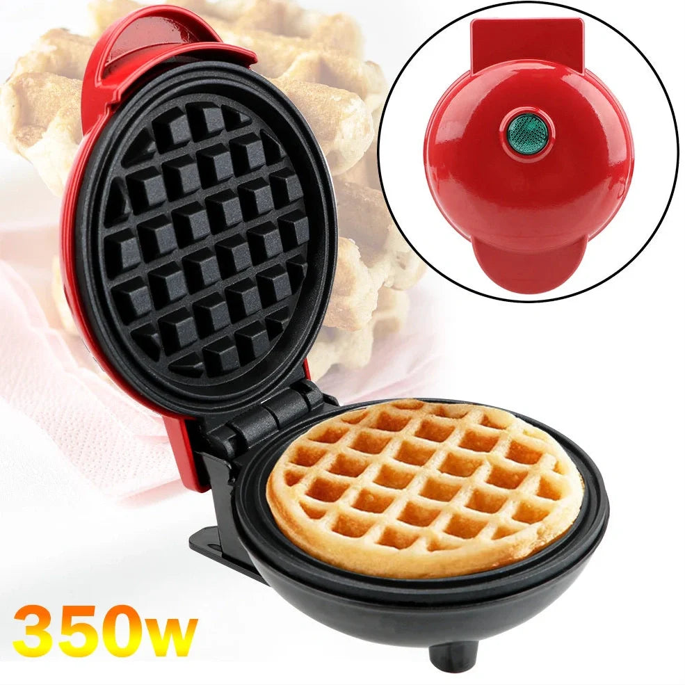 Red electric waffle maker measuring 10x15x20cm with EU plug for bubble egg cakes and pancakes