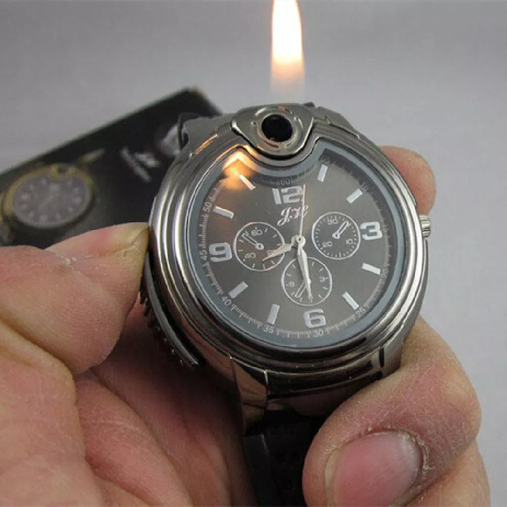 Sleek metal electronic lighter with butane fuel in white and black