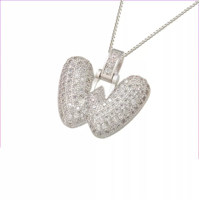 Copper Micro Inlaid Zircon Letter Pendant Necklace with customizable alphabet options
