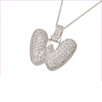 Copper Micro Inlaid Zircon Letter Pendant Necklace with customizable alphabet options