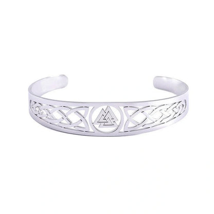 Asgard Crafted Stainless Steel Valknut and Celtic Design Bracelet in silver