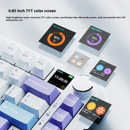 Black, grey and yellow three-mode wireless mechanical keyboard with hot-swappable switches