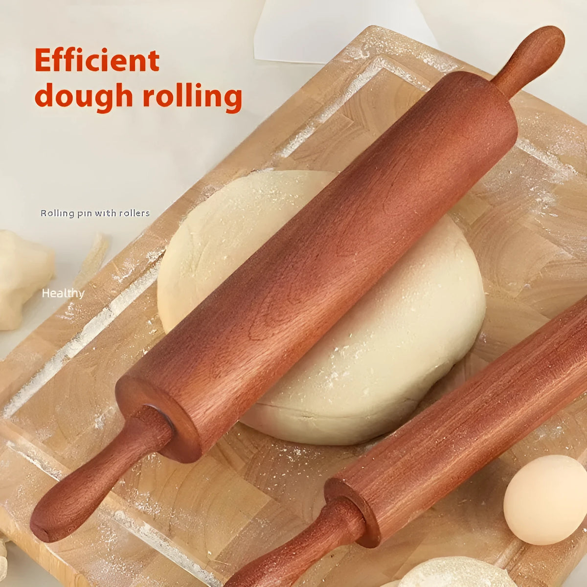 Wooden rolling pin in bronze colour, available in small or large size for baking and pastry rolling.