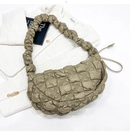 Women's Cloud Underarm Bag in nylon with 35cm width, 20cm height, and 120cm strap in a solid colour option