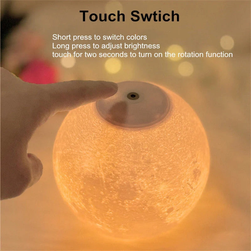 3D Magnetic Floating Levitating Moon Lamp with realistic moon surface and customizable colors