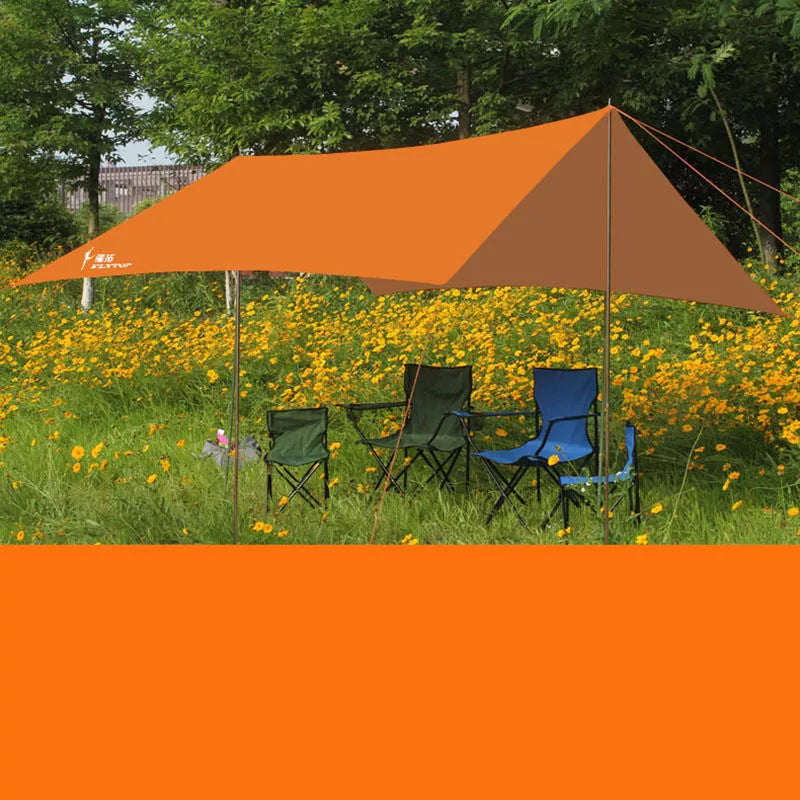 Sun Shade Camping Canopy Tent in fruit green, sky blue, dark green, and orange