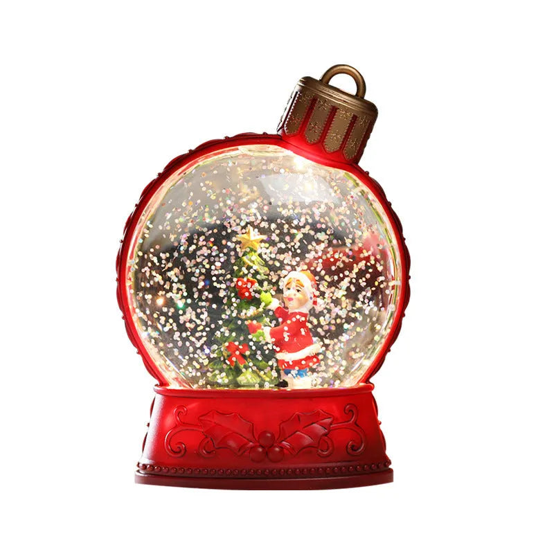 LED Christmas scene light decoration with battery power showing multiple character designs
