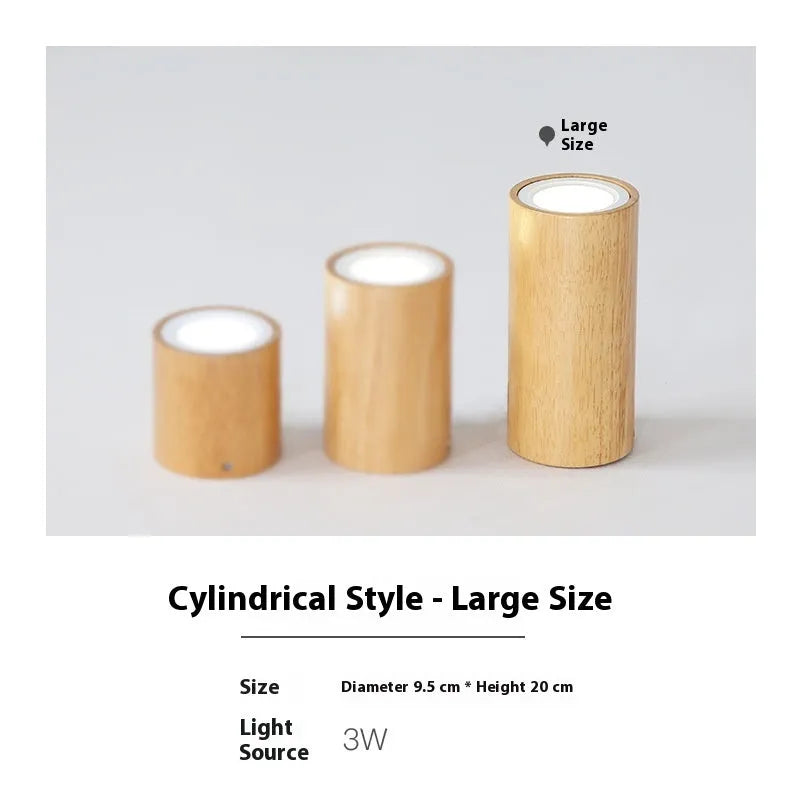 Solid wood surface mounted downlight in wood colour with round or square design options for corridor lighting