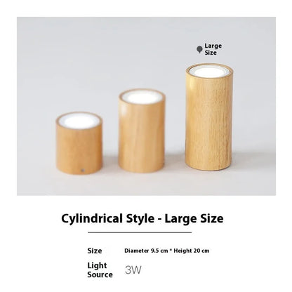 Solid wood surface mounted downlight in wood colour with round or square design options for corridor lighting