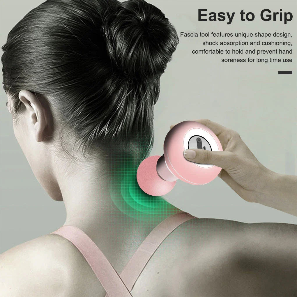 Portable pocket-sized massage gun with powerful 6,000 RPM motor for deep tissue relief and long-lasting 20-hour battery