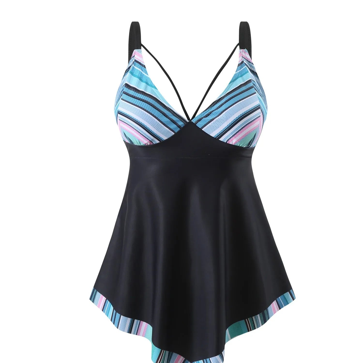 Plus size green two-piece bikini swimsuit with backless design and briefs style for swimming sports