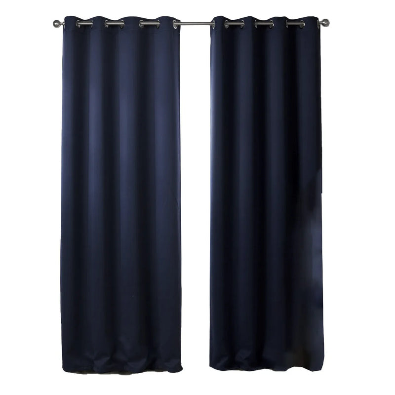 Dark blue bedroom blackout fabric printed curtains in navy blue colour with shading function for modern and simple style homes, available in four sizes from 140x160cm to 140x260cm as ready-made finished curtains