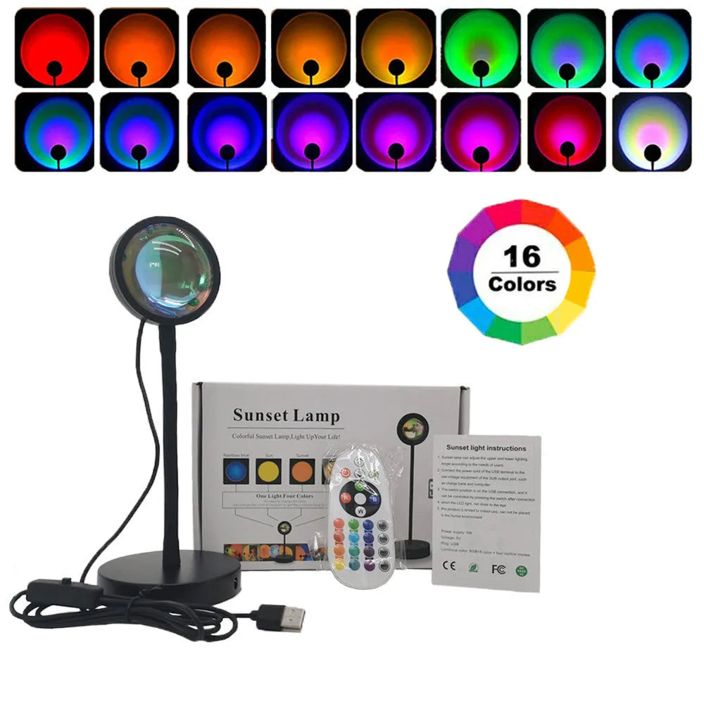USB desk lamp rainbow projection lamp with RGB soft stick, metal holder, 16 colours and remote control
