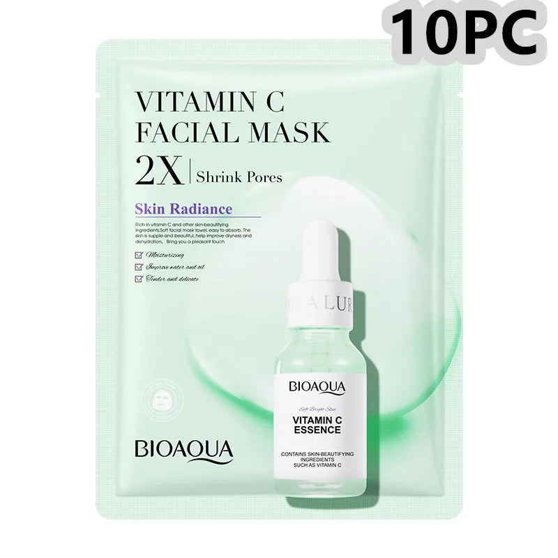 Collagen and hyaluronic acid facial sheet mask set with four variant packages showing 30g gel masks