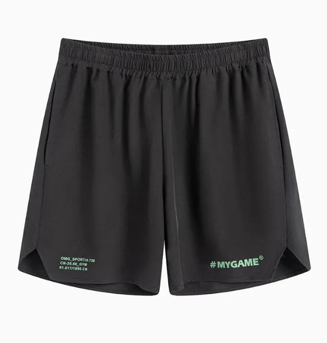 Men's grey fitness shorts with moisture-wicking fabric during workout exercise