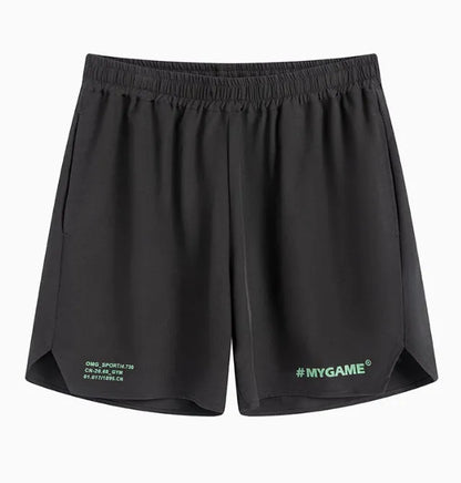 Men's grey fitness shorts with moisture-wicking fabric during workout exercise