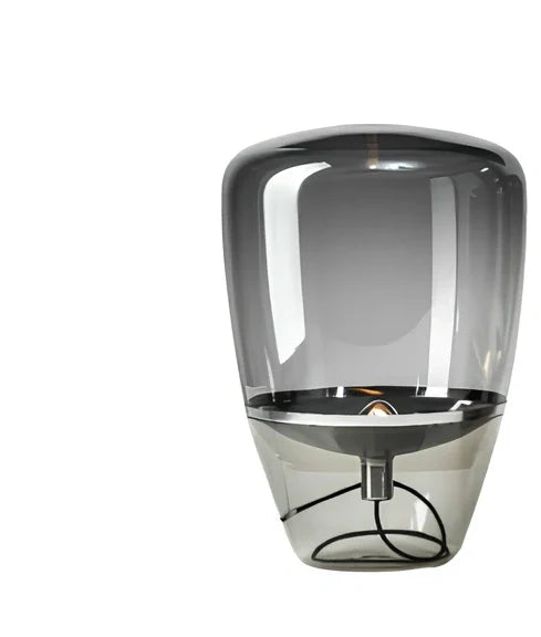 Scandinavian minimalist glass table lamp with iron body in gold, grey, rose gold or white colour options