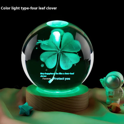 Moon small night lamp with crystal ball and USB base in celestial design theme