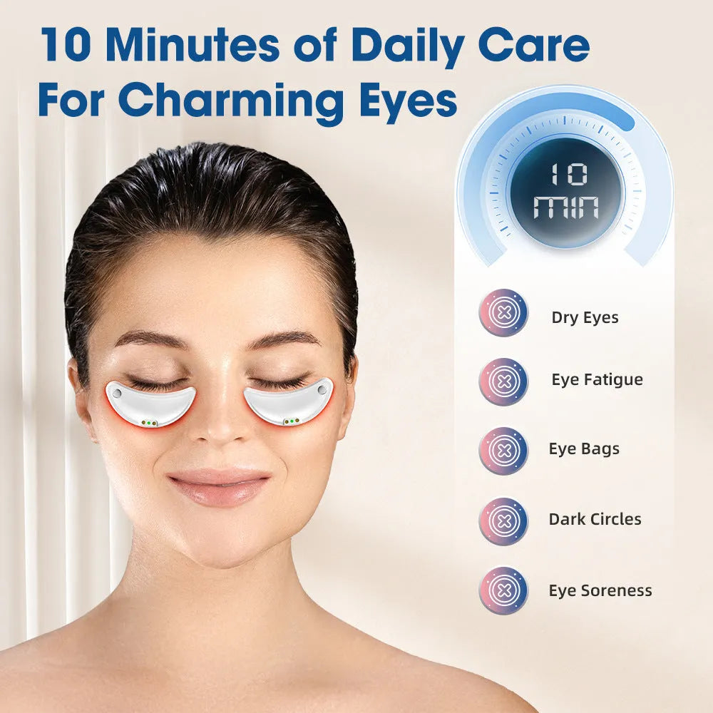 White red light EMS eye and facial massager device for home beauty care